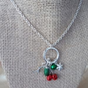 Christmas Charm Necklace Silver Toned